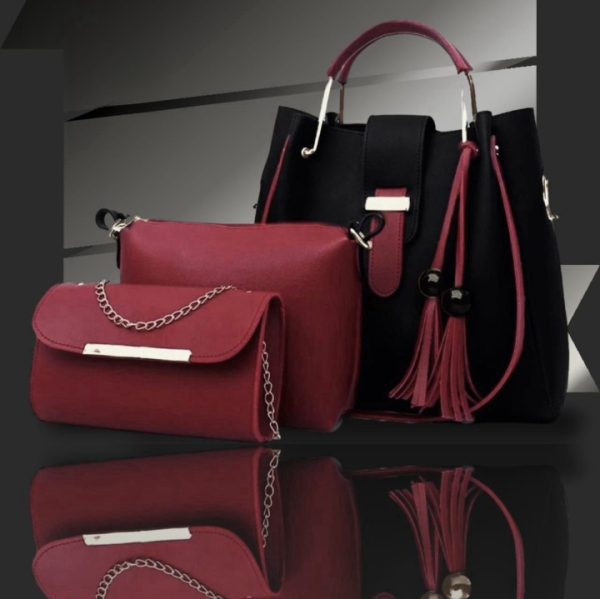 3-Piece Women's Leather Handbag Set | Fashionable Shoulder Bag, Crossbody Bag & Handbag