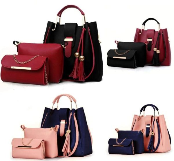 3-Piece Women's Leather Handbag Set | Fashionable Shoulder Bag, Crossbody Bag & Handbag