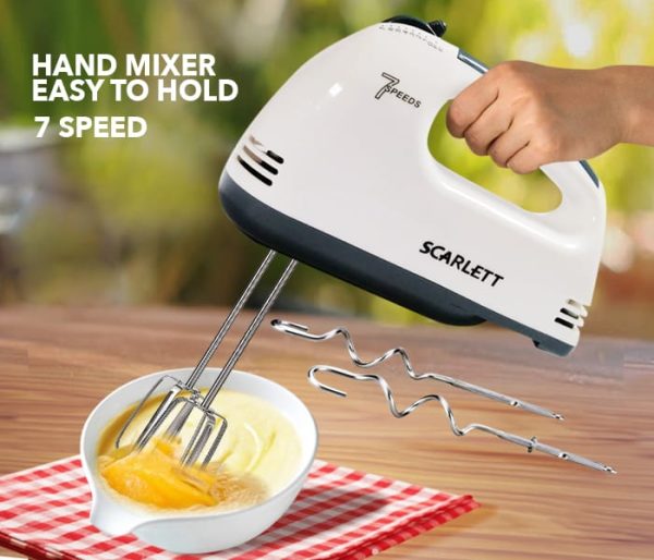 DH-133 Scarlett 7-Speed Multifunctional Mini Electric Mixer | Handheld Egg Beater & Food Blender for Baking, Cream, Cake, and Dough Mixing.