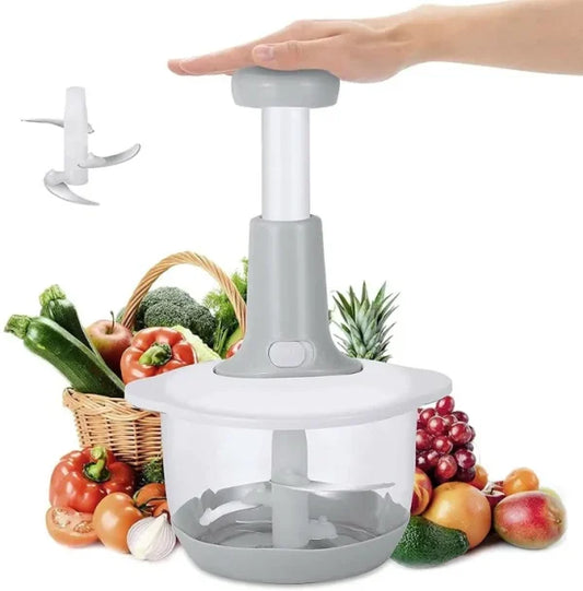 Manual Hand-Push Chopper | Multi-Functional Vegetable & Meat Grinder, Grater, and Chopper – 1.5L (Random Color)