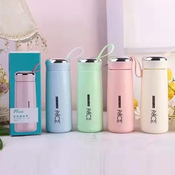 Premium Glass Mini Flask – 400ml Vacuum-Insulated Bottle with Loop, Temperature-Resistant (Random Colors)