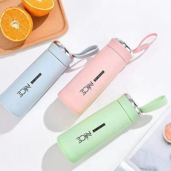 Premium Glass Mini Flask – 400ml Vacuum-Insulated Bottle with Loop, Temperature-Resistant (Random Colors)