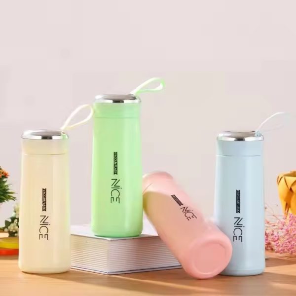 Premium Glass Mini Flask – 400ml Vacuum-Insulated Bottle with Loop, Temperature-Resistant (Random Colors)