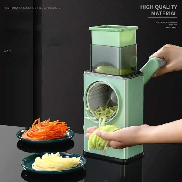 Multifunctional Manual Rotary Vegetable Cutter | Durable Cheese Grater & Mandoline Slicer with Handle and Suction Base